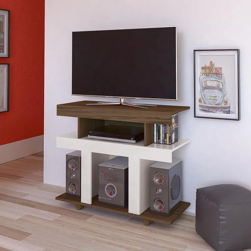 Bancada Para Tvs Até 42'' Montevidéu Amêndoa Off White