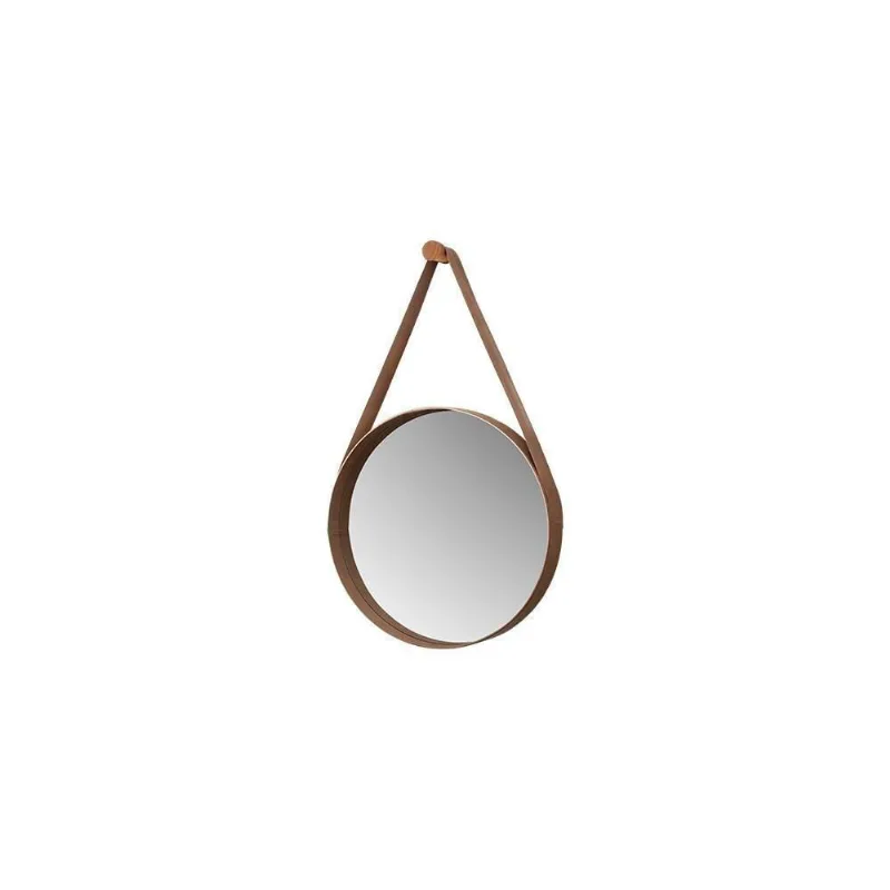 Espelho Redondo Decorativo 50 Cm Com Alça Catania Castanho
