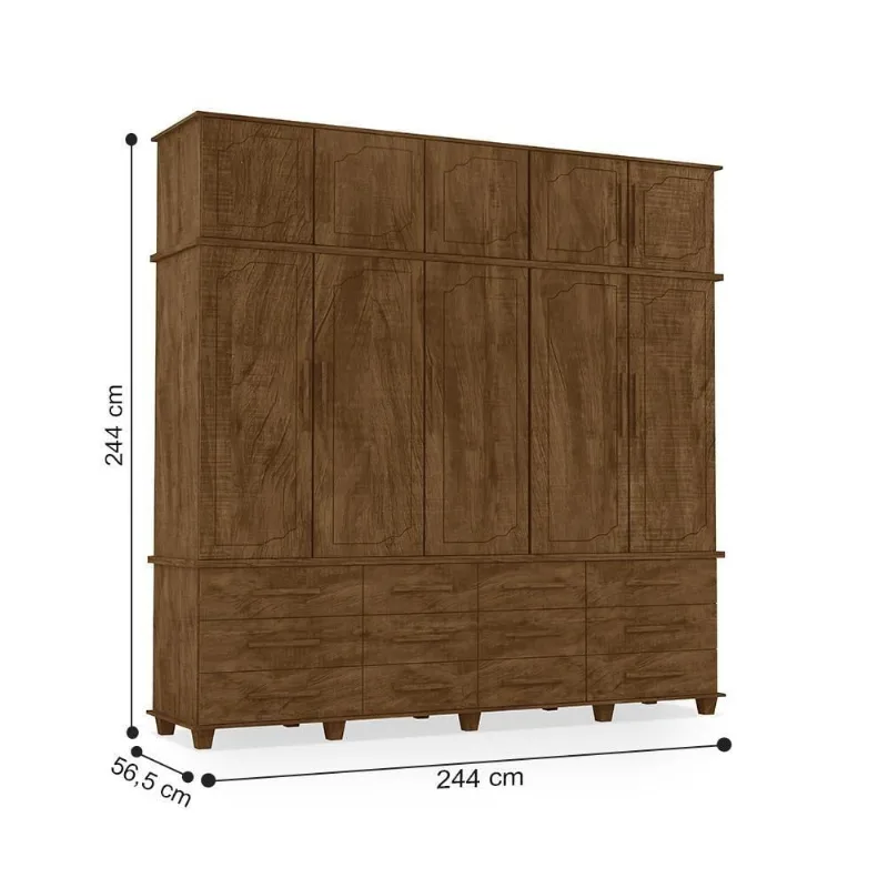 Guarda Roupa Closet Armário Nancy 10 Portas 12 Gavetas Malbec MDF