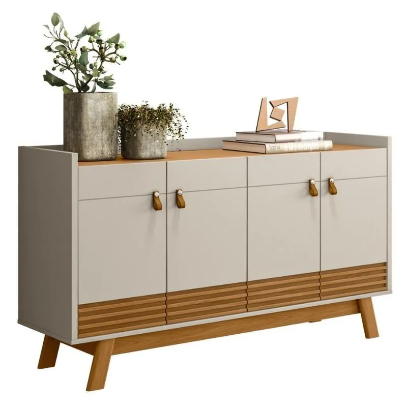 Buffet Aparador Ripado Estilo Retrô Tucson Nature Off-white