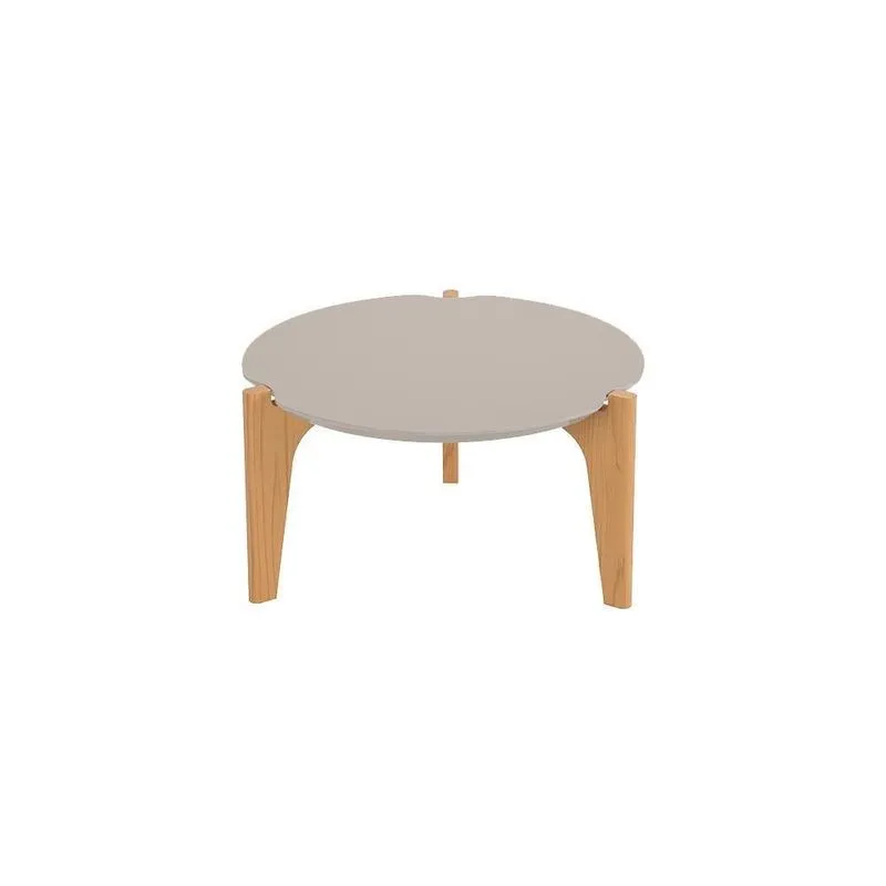 Mesa De Centro Redonda Berlim Off White Perolizado Freijó