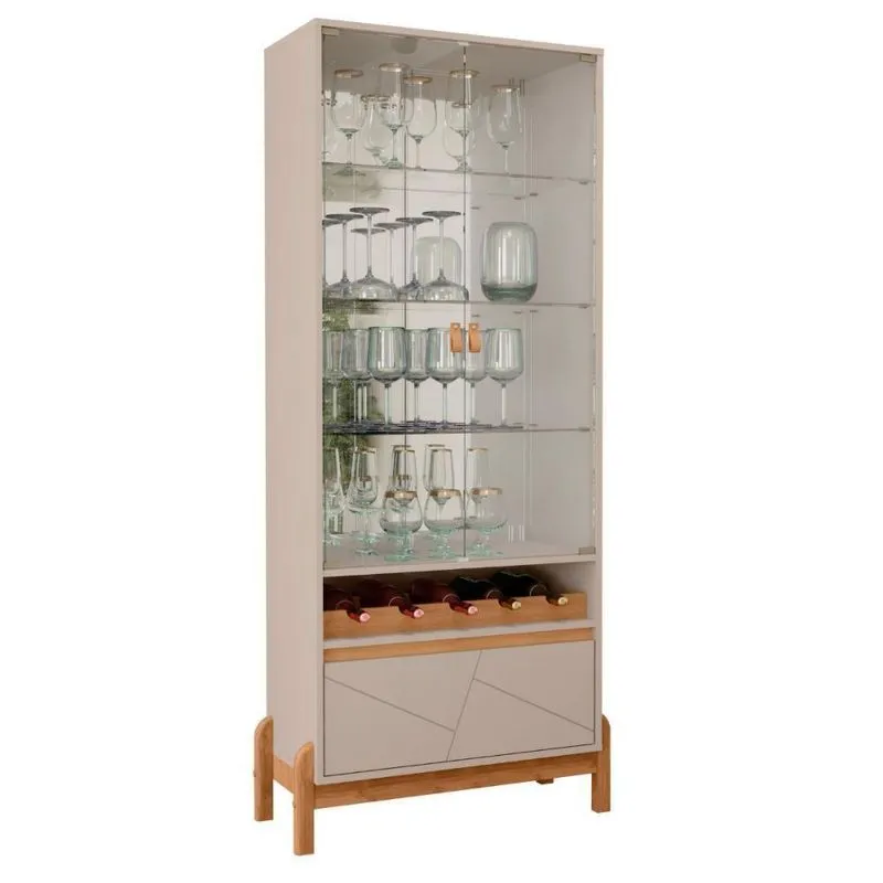Cristaleira 1 Gaveta Com Espelho Siena Off White Cedro