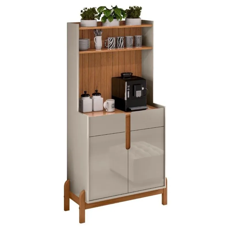 Aparador Café 2 Portas E 2 Gavetas Durbin Off White Cedro