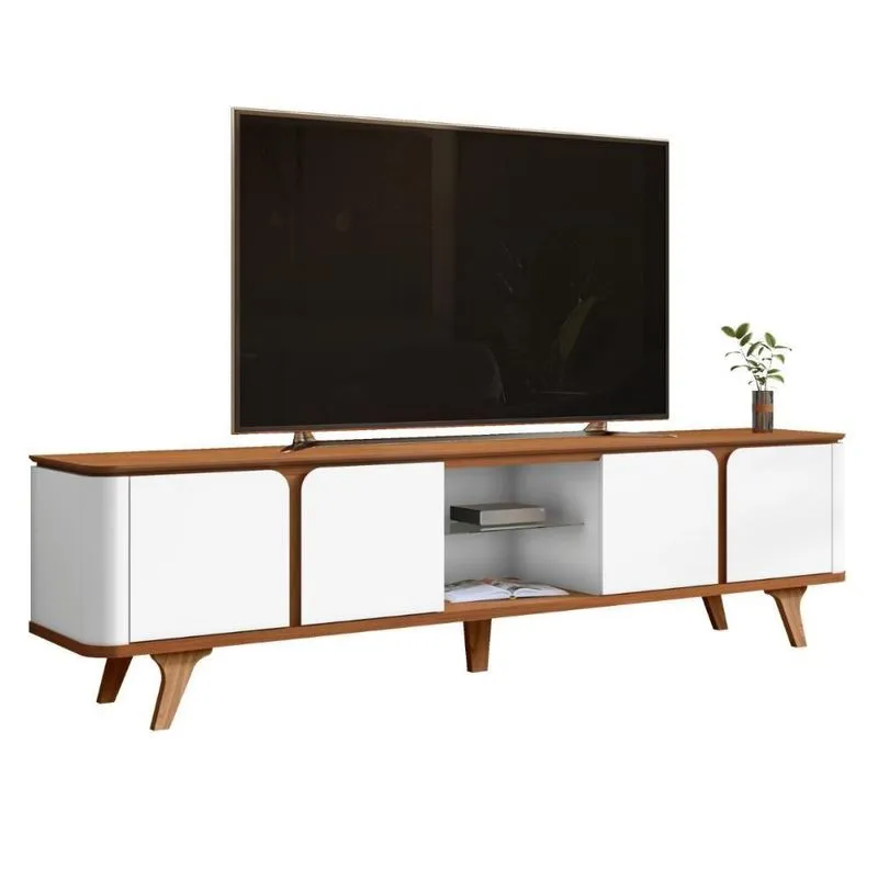 Rack 4 Portas Para Tvs De 60 Polegadas Ripley Cedro Branco