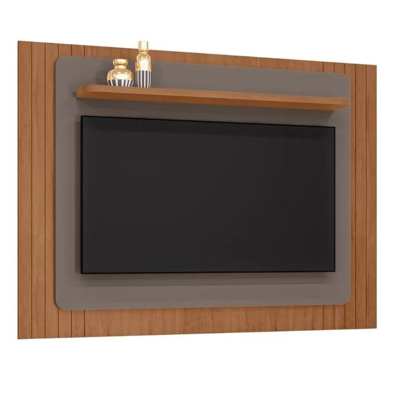 Painel Para Tvs 60 Ripado Ilhéus Cedro Cinza Perola
