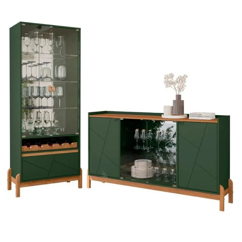 Buffet E Cristaleira Morris Verde Oliva Cedro