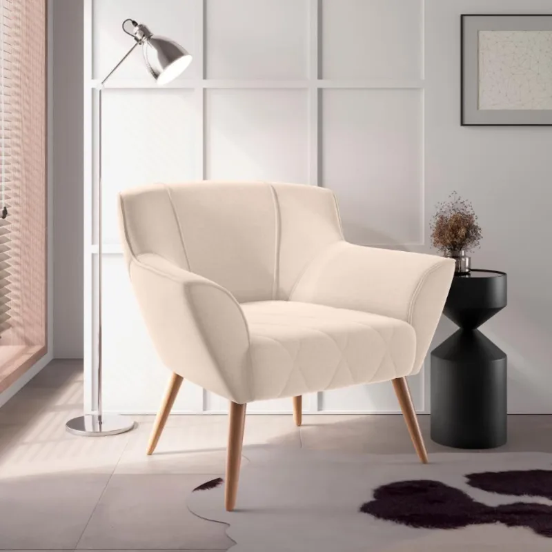 Poltrona De Sala Para Decoração Italva Linha Bege