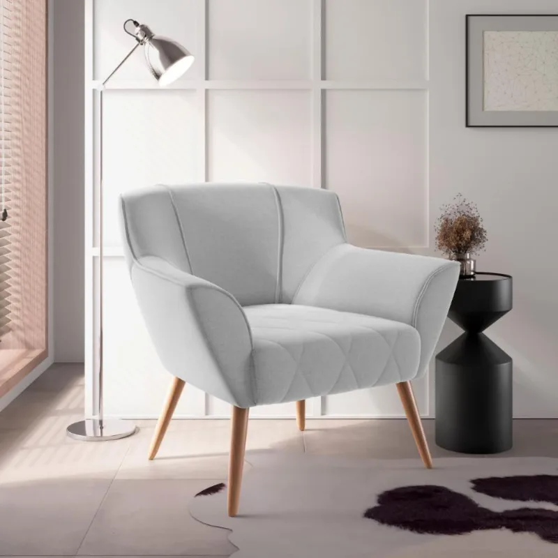 Poltrona De Sala Para Decoração Italva Linha Cinza