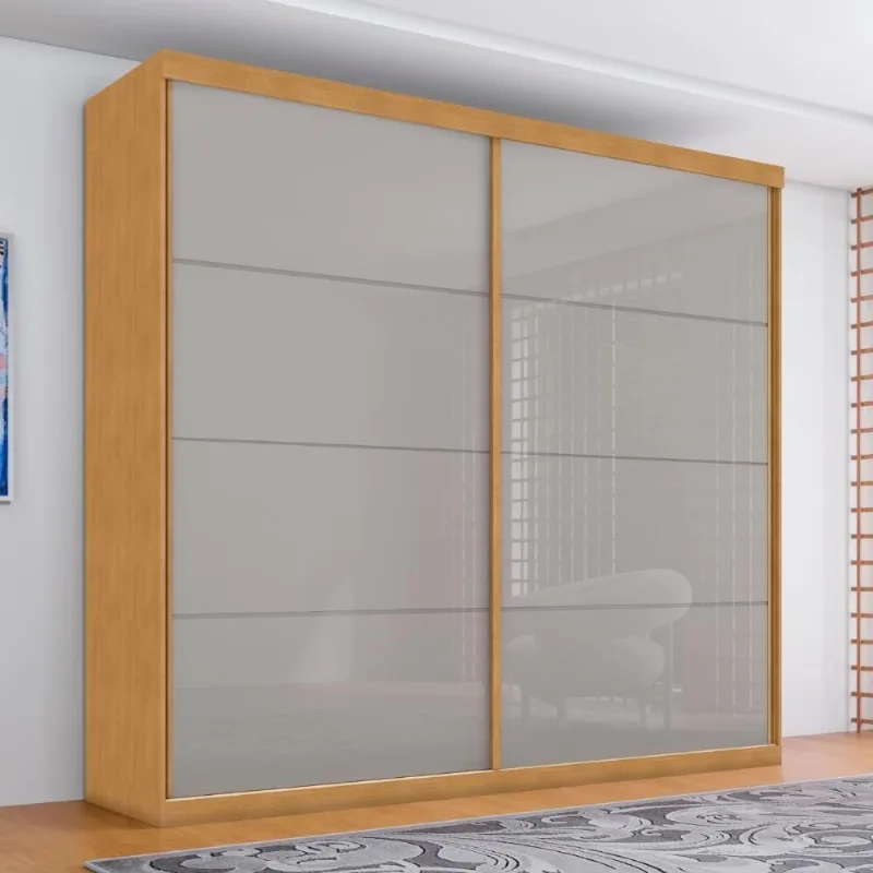 Guarda Roupa Casal Limoeiro 2 Portas Correr 4 Gavetas Naturalle-Off White MDF