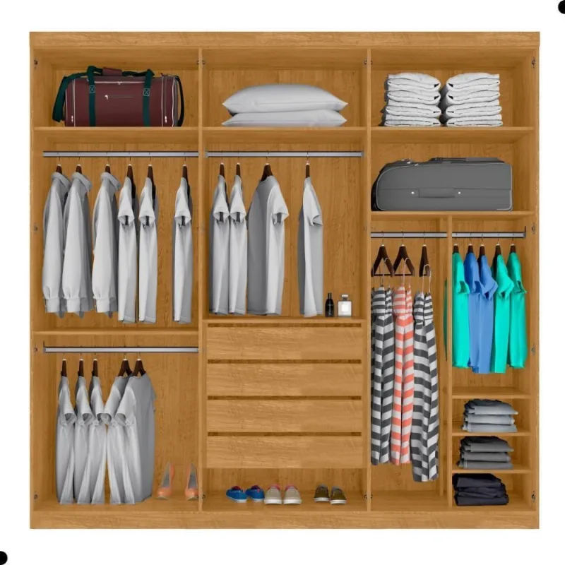 Guarda Roupa Casal Messias Naturalle 6 Portas de Bater 4 Gavetas Naturalle CasaH