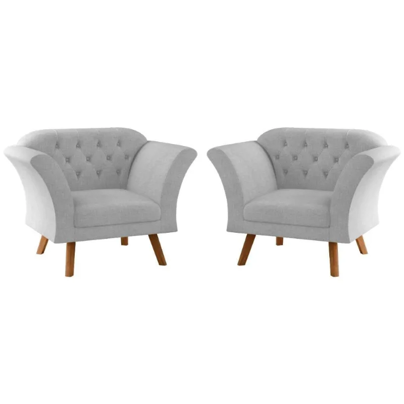 Conjunto Poltrona Para Sala De Recepção Moreira Linha Cinza