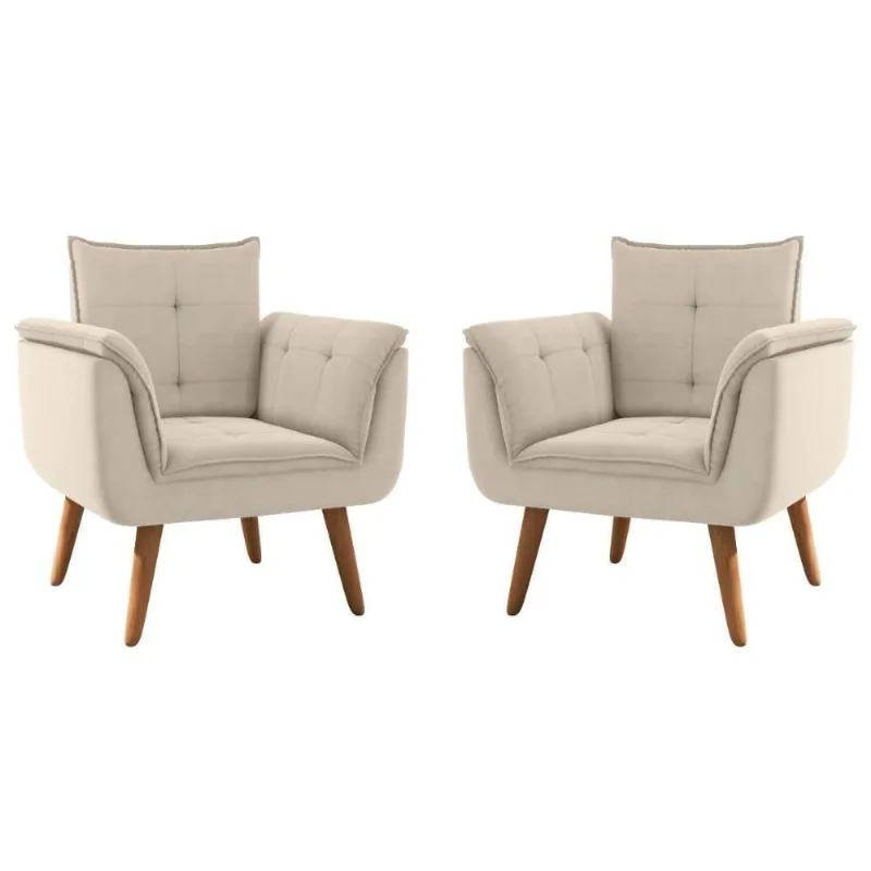 Conjunto Poltrona Decorativa Japeri Inca Areia