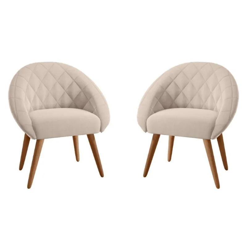 Conjunto Poltrona Para Sala De Recepção Celina Inca Areia