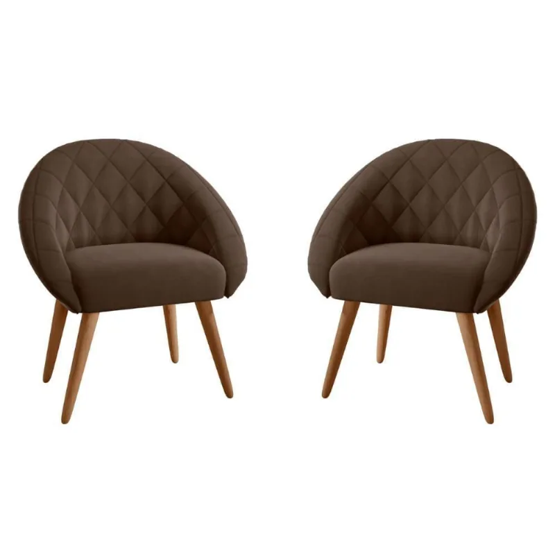 Conjunto Poltrona Para Sala De Recepção Celina Inca Marrom