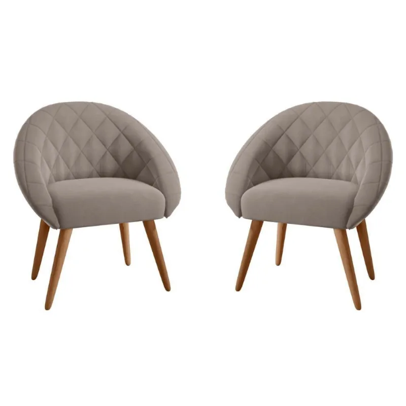 Conjunto Poltrona Para Sala De Recepção Celina Inca Sépia