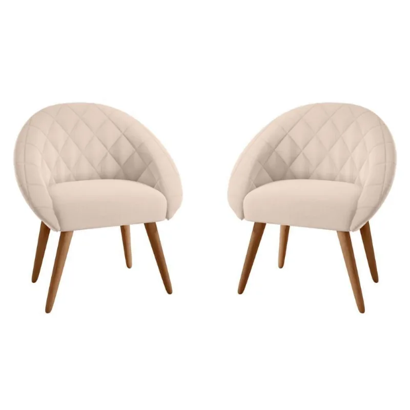 Conjunto Poltrona Para Sala De Recepção Celina Linha Bege