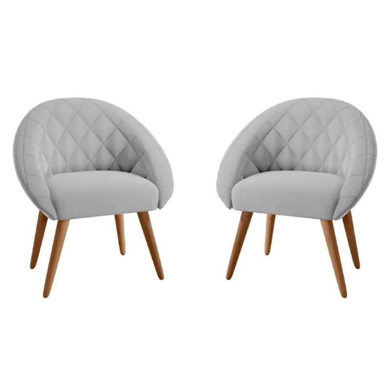 Conjunto Poltrona Para Sala De Recepção Celina Linha Cinza