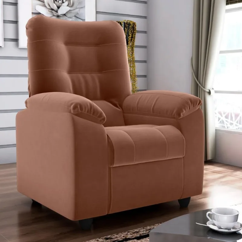 Poltrona Reclinável Bristol Veludo Almofadada Cobre CasaH