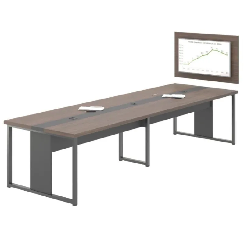 Mesa De Escritório Com Painel 40" Leeds Leeds Freijó Preto
