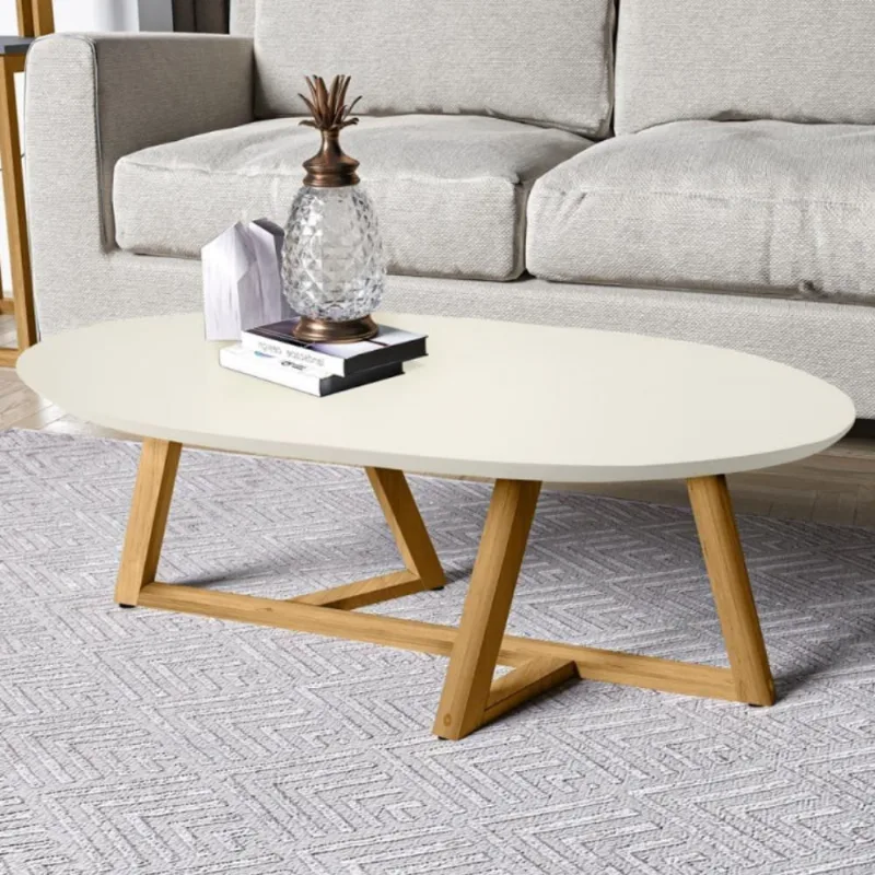 Mesa Oval De Centro Para Sala Miami Off White