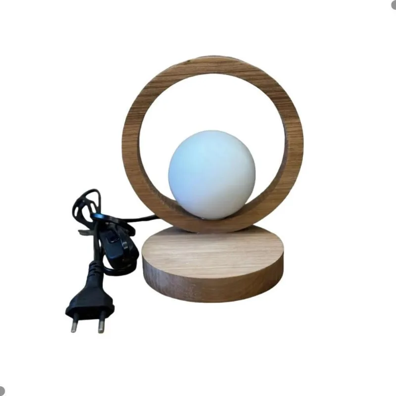 Luminária De Mesa Com Globo De Vidro Caruaru Madeira Natural