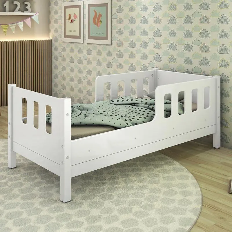 Mini Cama E Moldura De Parede Casa Poly Madeira E Branco