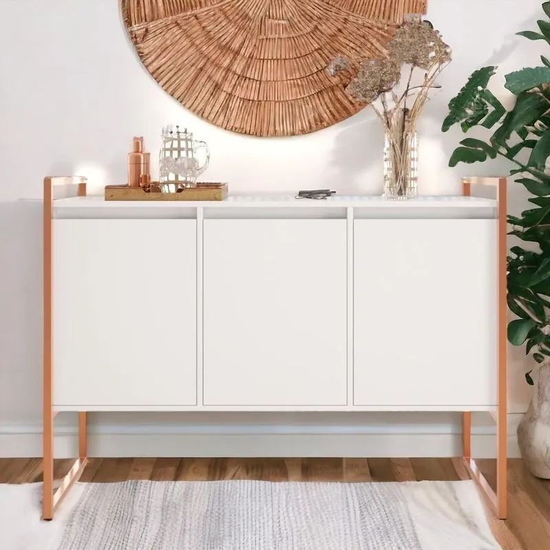 Buffet Aparador 3 Portas Sydney Branco Cobre Branco Cobre