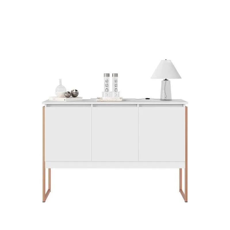 Buffet Aparador Com 3 Portas Miami Branco Cobre