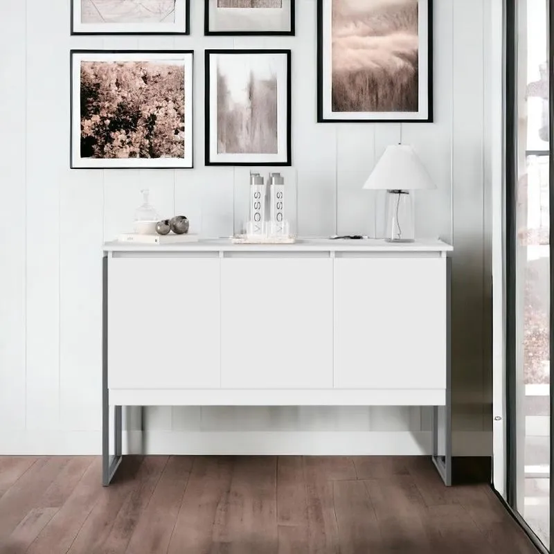 Aparador Buffet Com 3 Portas Bari Branco Preto