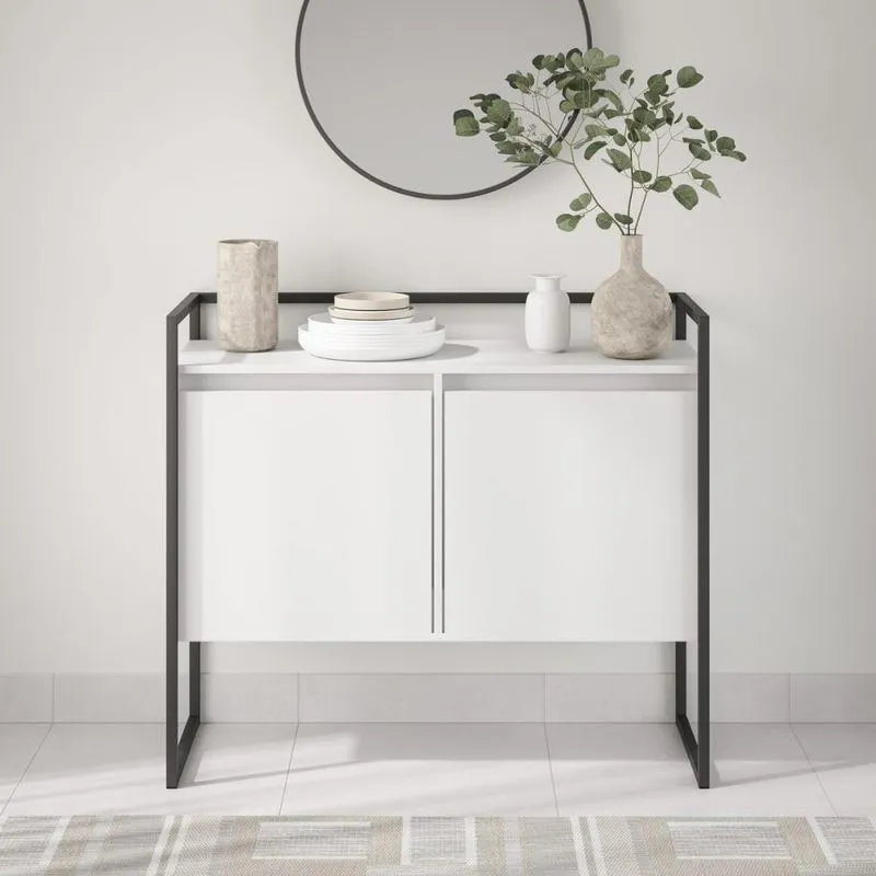 Aparador Buffet Para Sala Portugal Branco Preto