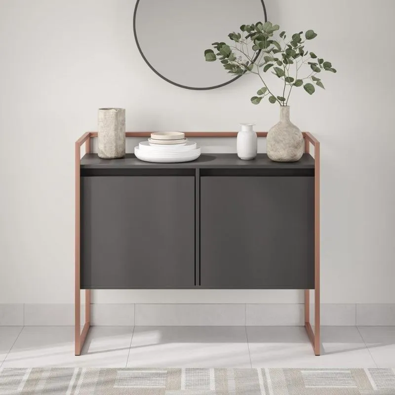 Aparador Buffet Para Sala Portugal Preto Cobre