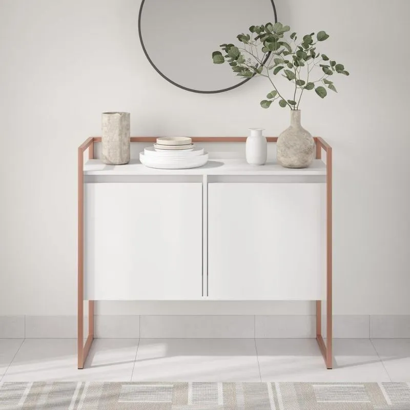 Aparador Buffet Para Sala Portugal Branco Cobre