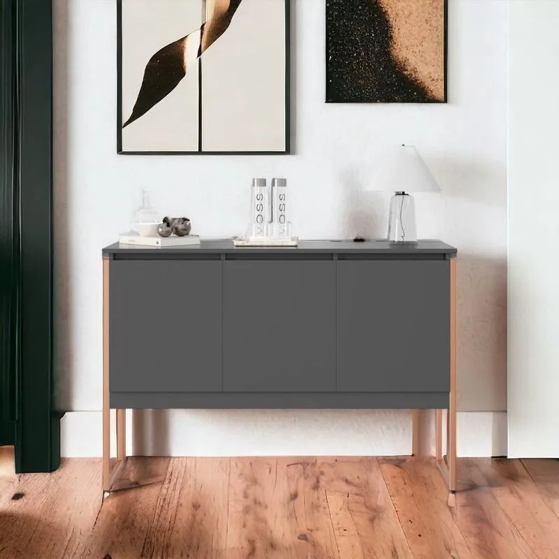 Buffet Aparador Industrial Para Sala Dakar Preto Cobre
