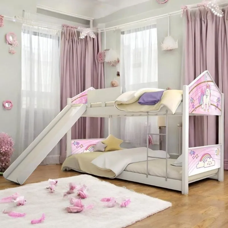 Beliche Montessoriana Unicornio Com Escorrega E Colchões