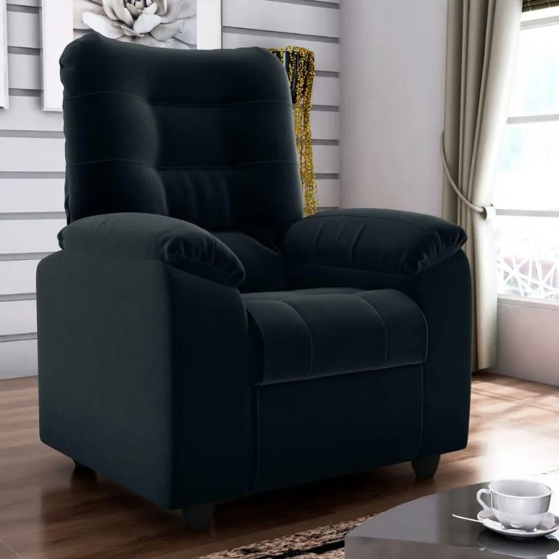 Poltrona Reclinável Bristol Veludo Inca Preto Mais de Casa