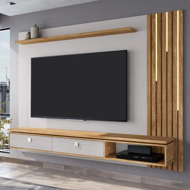 Painel Bremem Para Tv 75 Polegadas Off White Cinamomo
