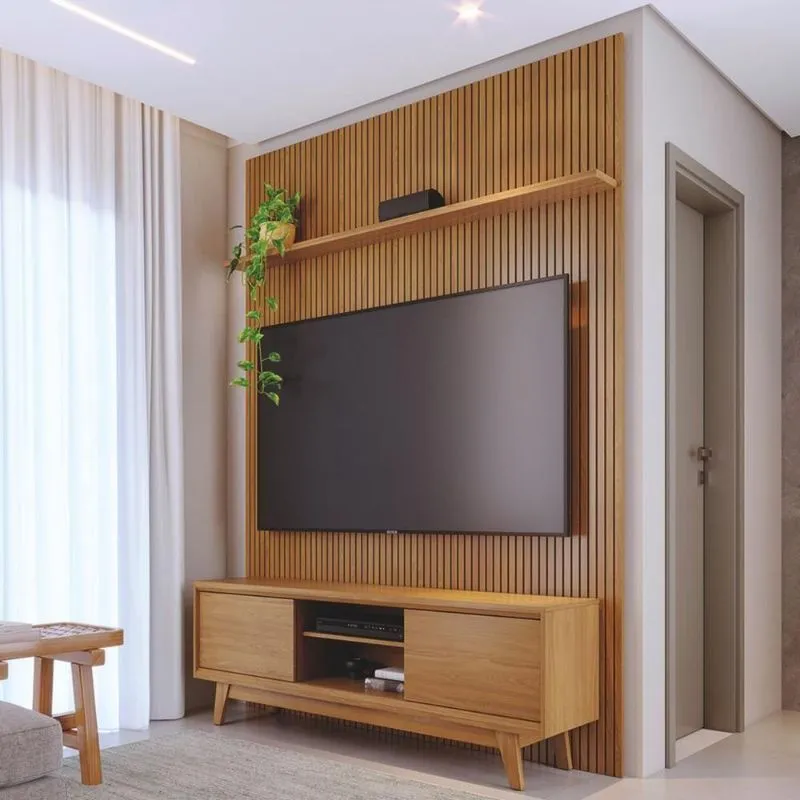 Conjunto Painel E Estante Emberstone Cumaru