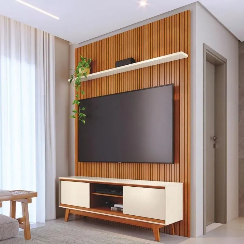 Conjunto Painel E Estante Emberstone Cinamomo Off White