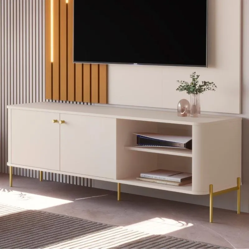 Bancada Para Tv 58 Polegadas Sven Off White Dourado