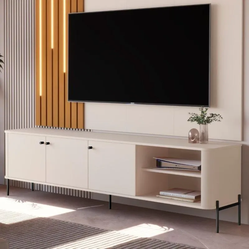 Bancada Para Tv 70 Polegadas Sven Off White Preto