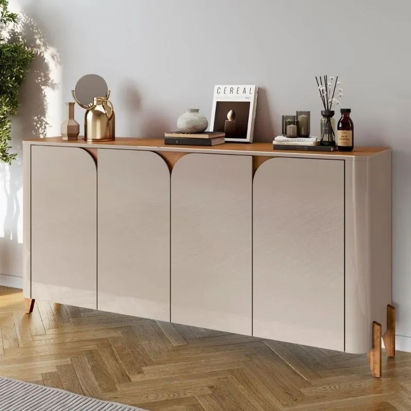 Aparador 4 Portas De Bater Minnesota Off White/cedro