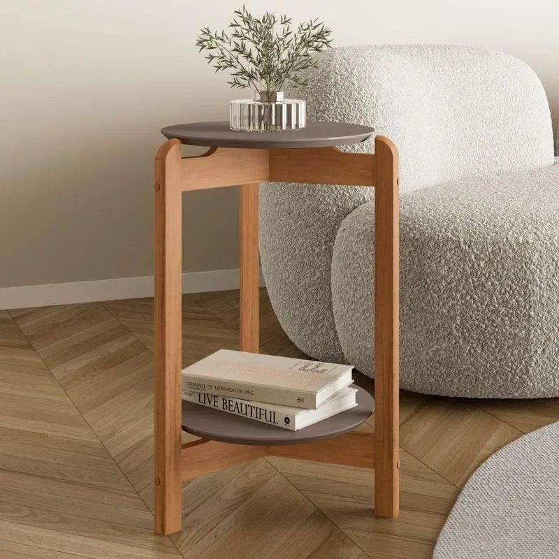Mesa De Cabeceira Manchester Cinza Pérola/cedro
