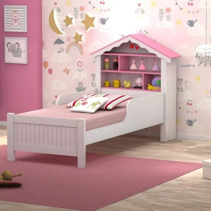 Cama Solteiro Carvalho Branco-rosa