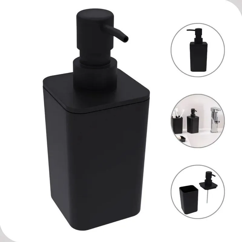 Porta Sabonete Liquido Saboneteira Pia Preto Liso