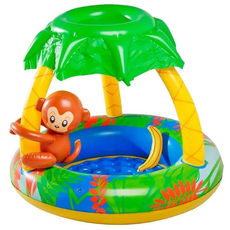 Piscina Inflável Infantil Redonda 53 Litros Coberta Macaco