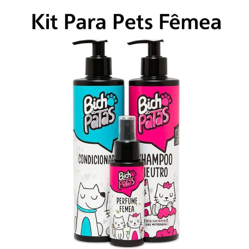 Kit Bicho De Patas Shampoo+Condicionador+Perfume Fêmea