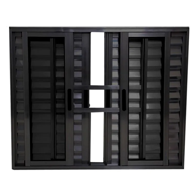 Janela Veneziana 6 Folhas Alumínio Preto Linha 25 Com Grade - Dc
