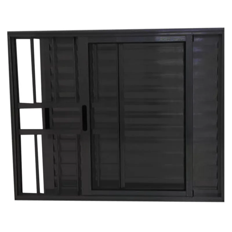 Janela Veneziana 3 Folhas Alumínio Preto Linha 25 Com Grade - Dc