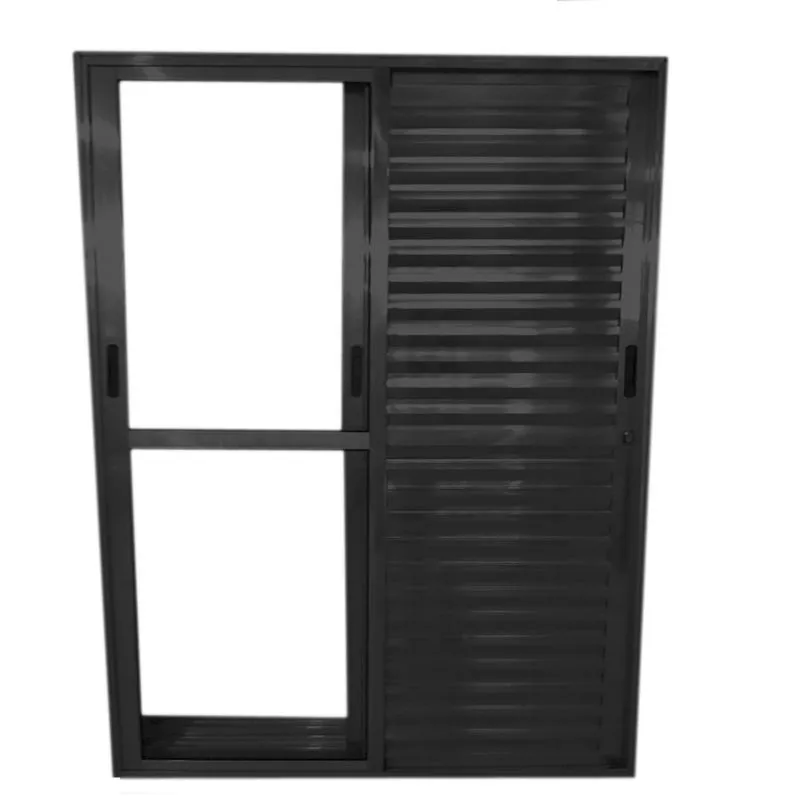 Porta De Alumínio Balcão 3 Folhas Móveis Preta Linha 25 Com Fechadura - Dc Medidas: 210 x 150