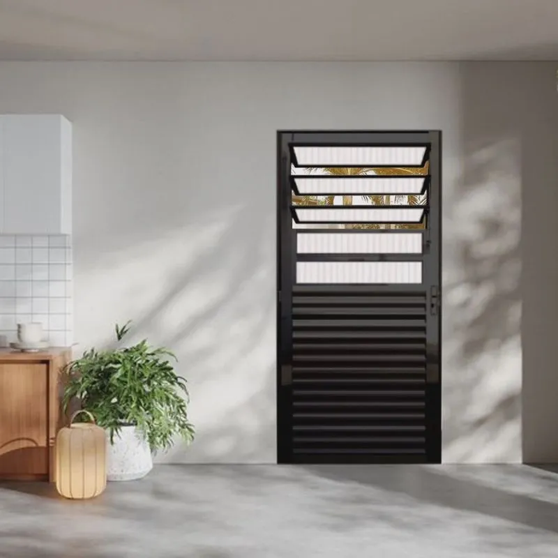 Porta Basculante Palheta Linha 25 210x90 Lado Direito Preto